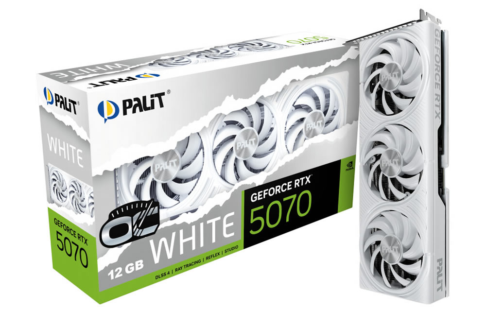 Palit представила видеокарты GeForce RTX 5060, 5060 Ti и 5070 в белом дизайне
