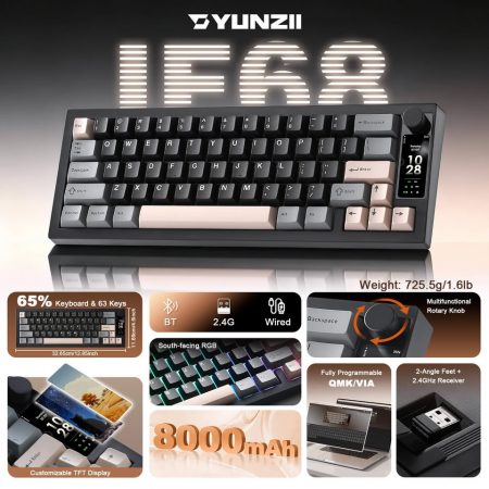 Yunzii обновила линейку клавиатур: IF68 получила PBT-кейкапы и TFT-дисплей